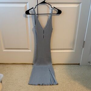 Abercrombie Ribbed V‑Neck Dress in Light Blue